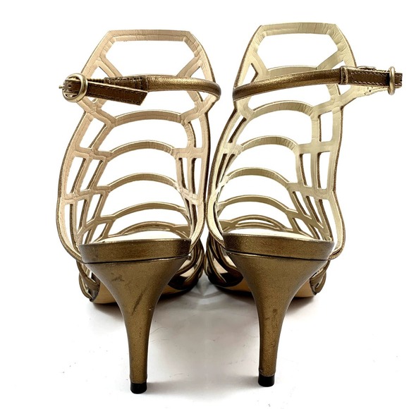 VINCE CAMUTO gold leather caged high heel shoes - Picture 5 of 16